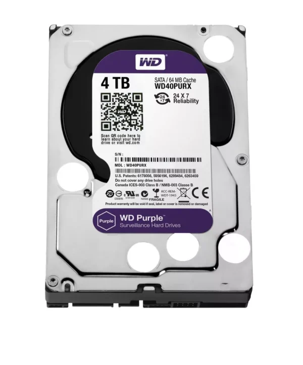 Western Digital Purple 4TB,Internal,5400 RPM,3.5 inch (WD40PURX) Hard Drive